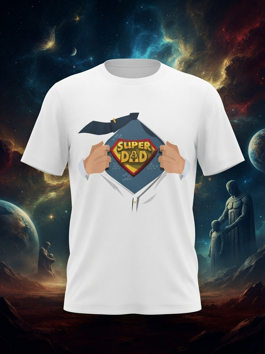 Super Dad Graphic Printed White Tshirt