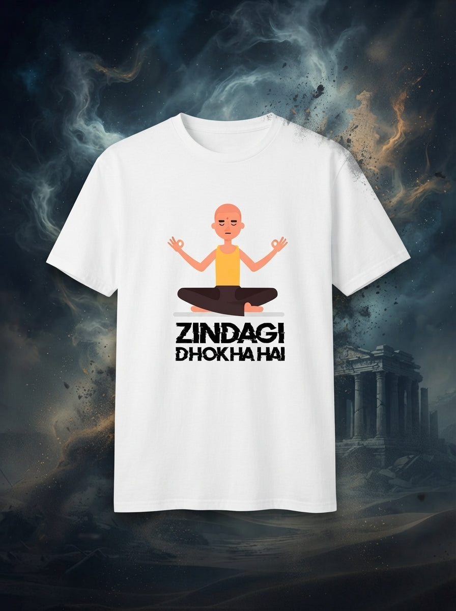 Zindagi Dhoka Hai Graphic Printed White Tshirt