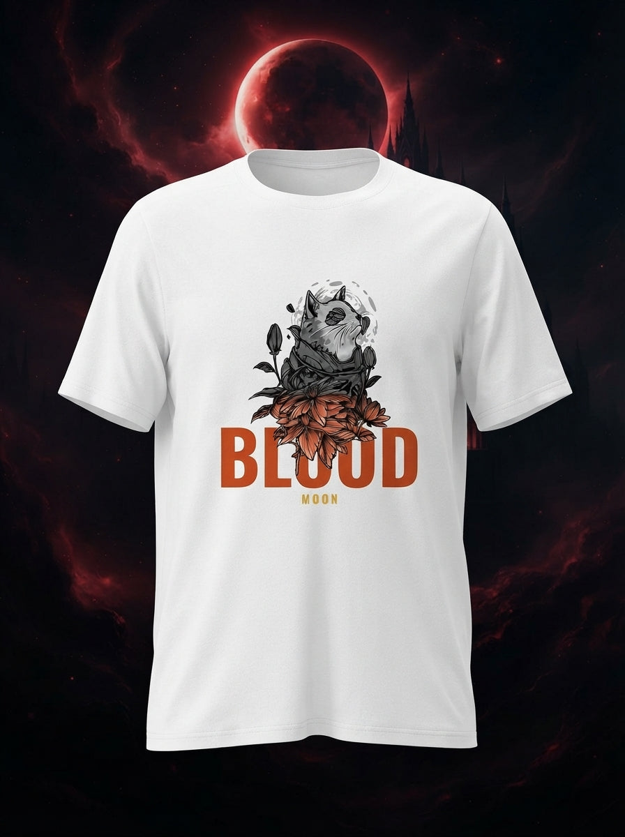 Blood Moon Graphic Printed White Tshirt