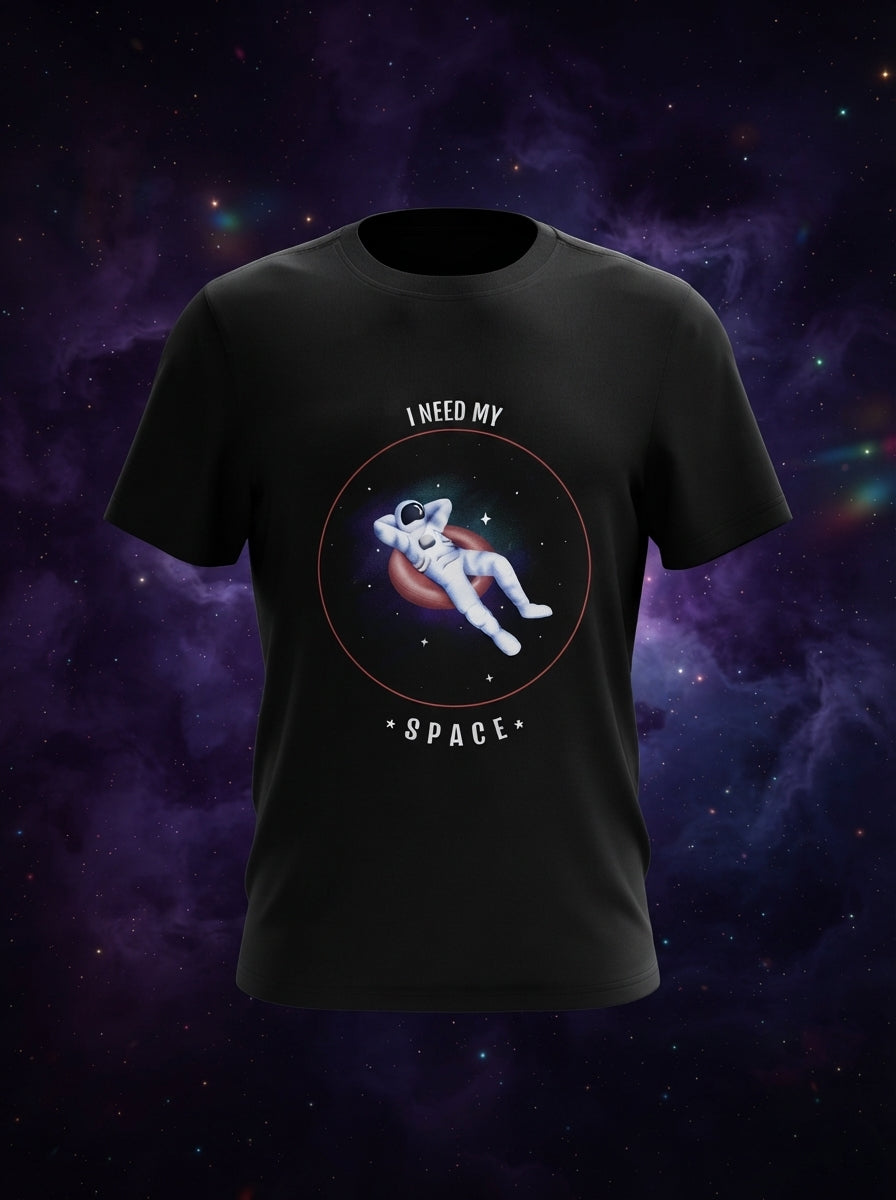 I Need My Space Graphic Printed Black Tshirt