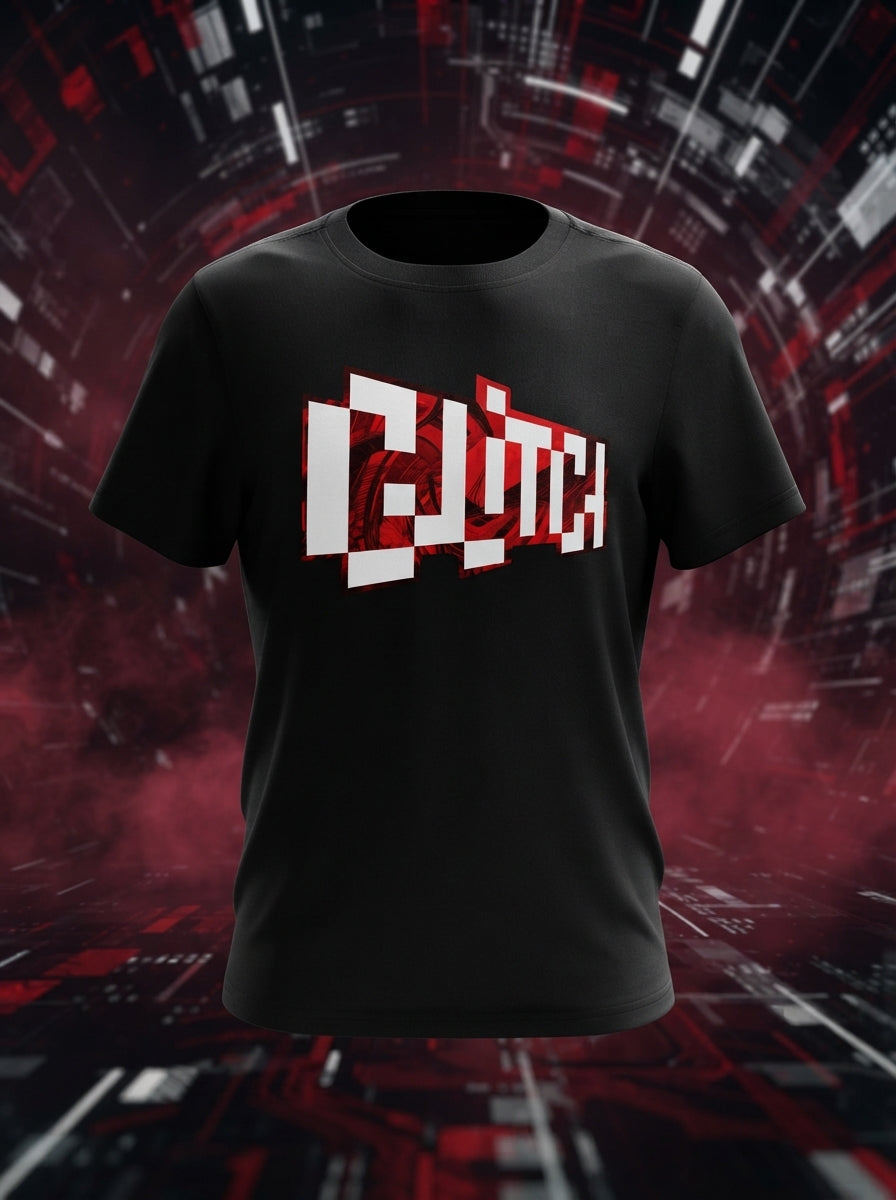 Glitch 3D Printed Graphic Black Tshirt