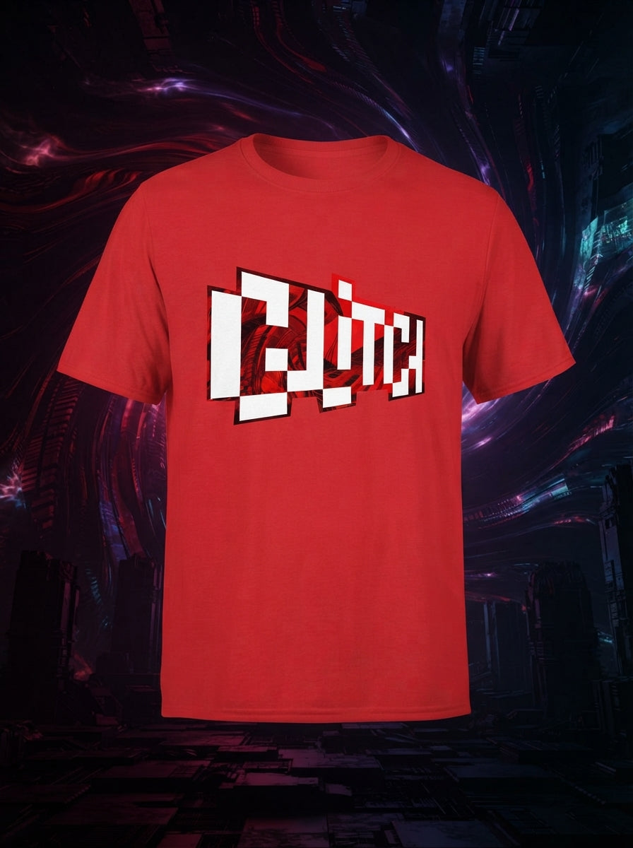 Glitch 3D Printed Graphic Red Tshirt