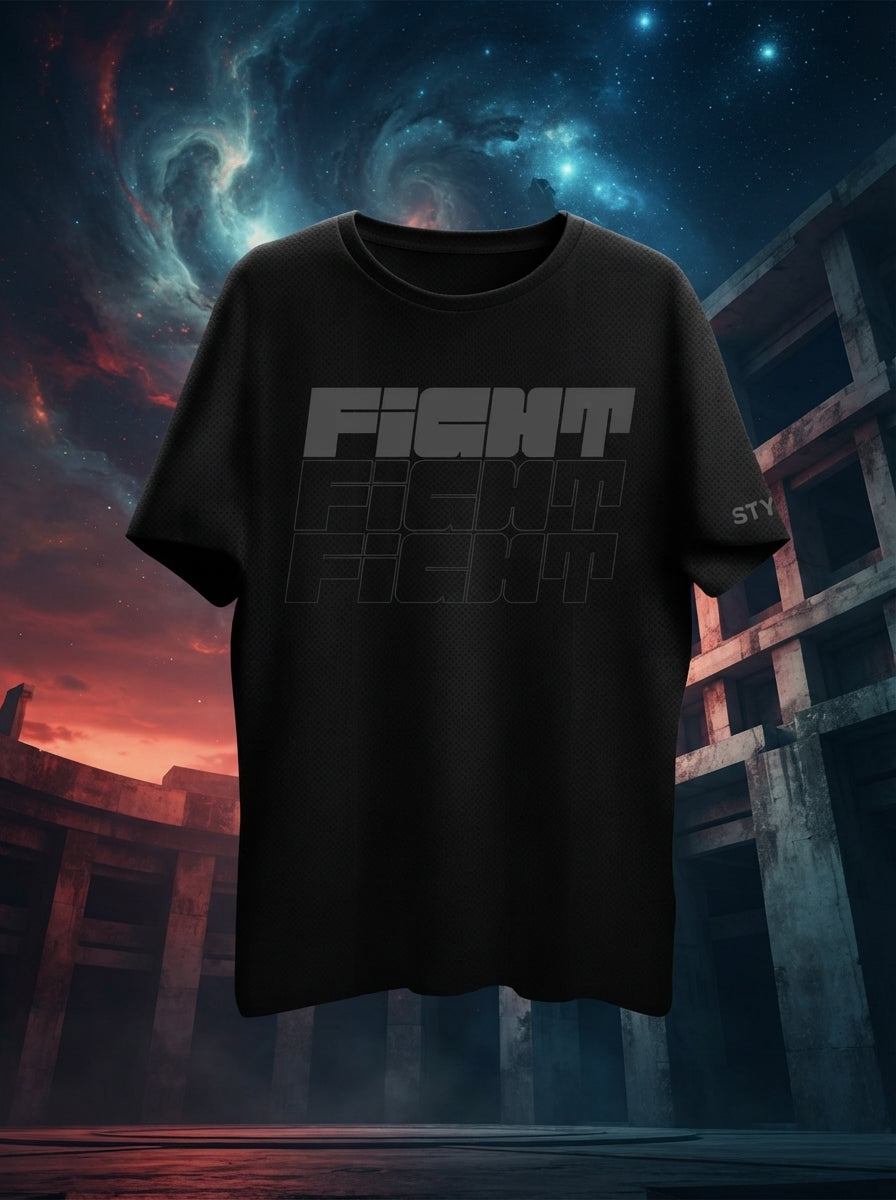 Fight Printed Black Dry Fit Tee