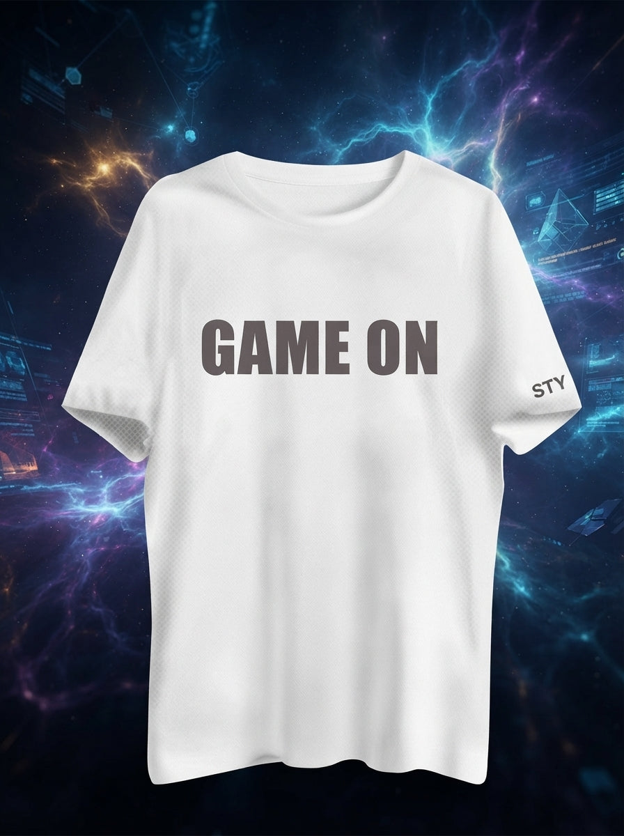 Game On Printed White Dry Fit Tee