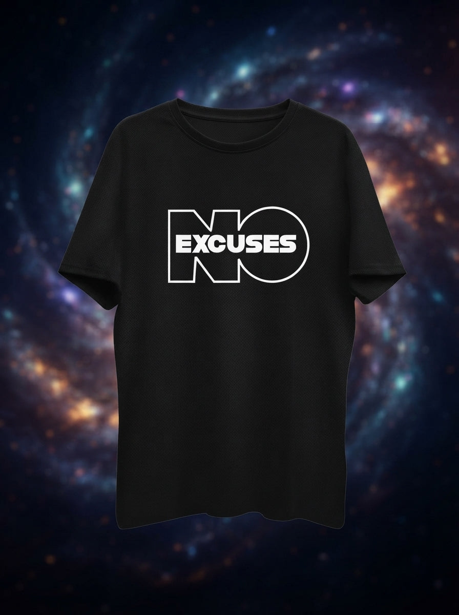 No Excuses Printed Black Dry Fit Tee