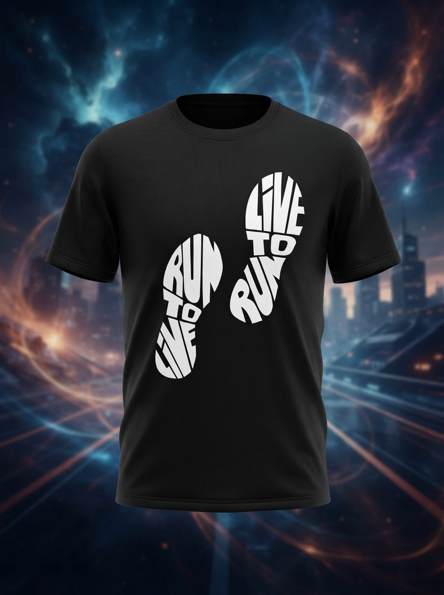 Run To Live Printed Black Dry Fit Tee