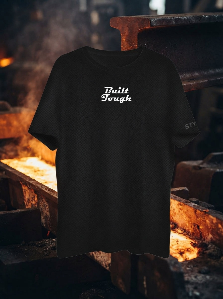 Built Tough Printed Black Dry Fit Tee