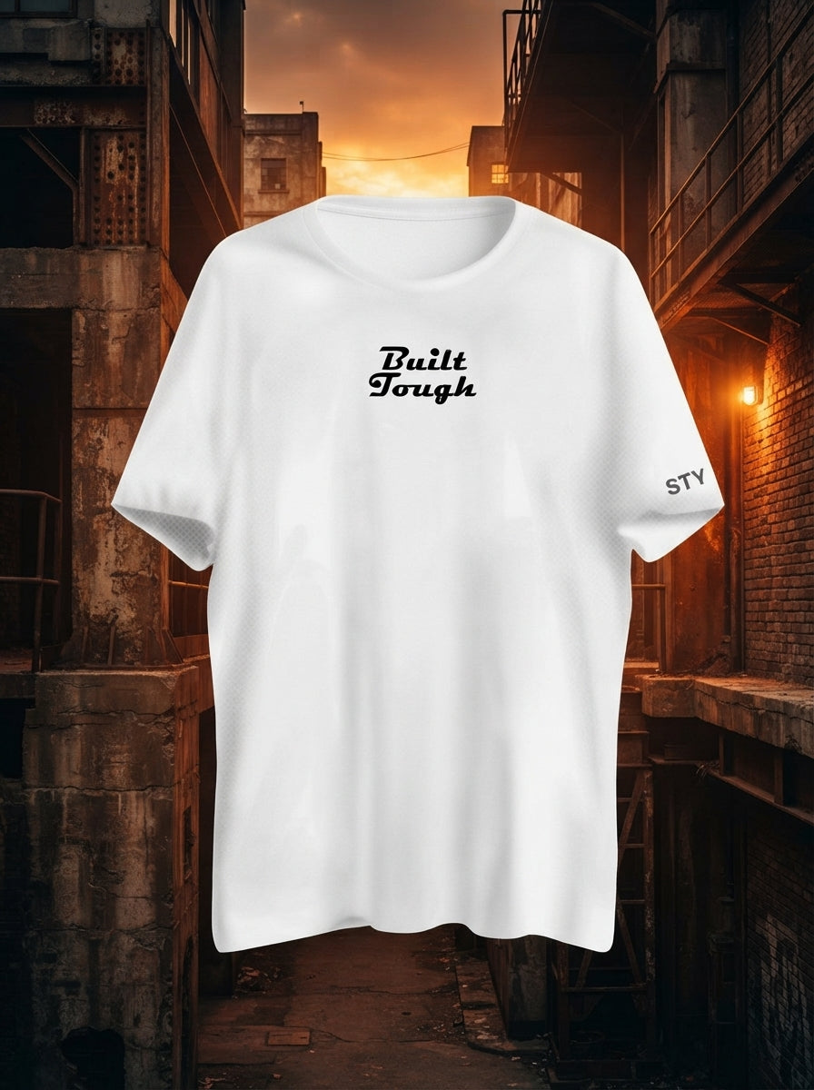 Built Tough Printed White Dry Fit Tee