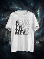 Run Like Hell Printed White Dry Fit Tee