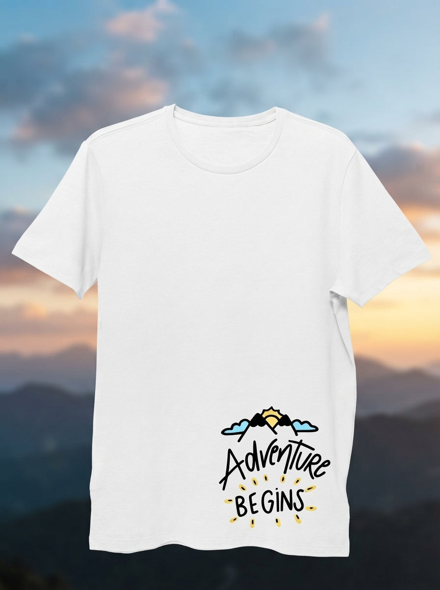 Adventure Begins White Tshirt