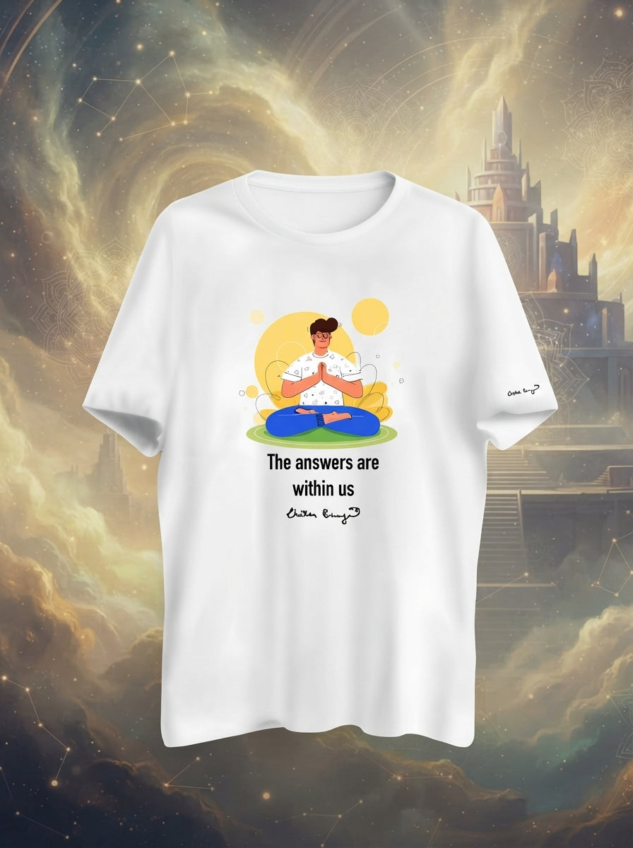 Answers Are Within Us Graphic Printed White Tshirt