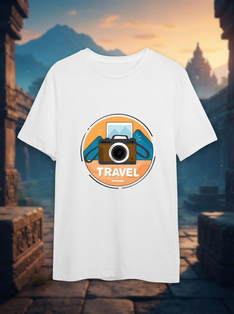 Camera Travel White Tshirt