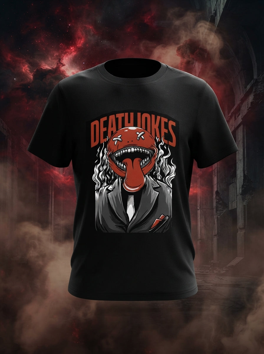 Death Jokes Graphic Printed Black Tshirt