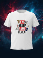Eat Sleep Game Repeat White Tshirt