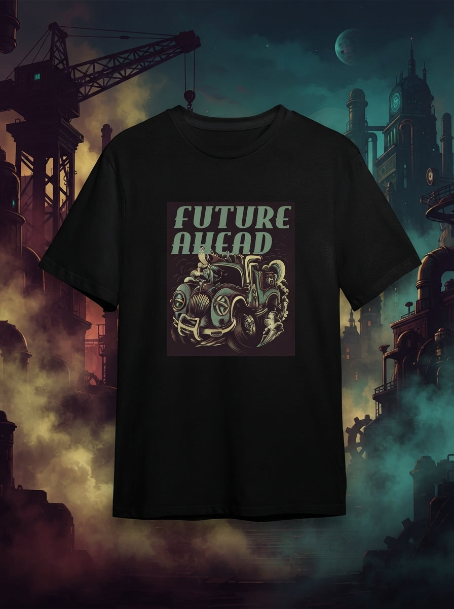 Future Ahead Graphic Printed Black Tshirt