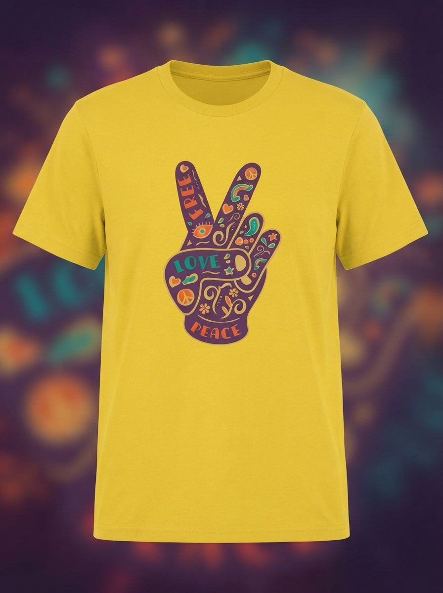 Hippie Victory Yellow Tshirt