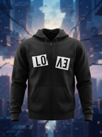 Love Torn into Two - Full Zip Premium Hoodies Black No Threads