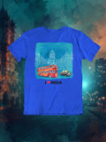 Mumbai Double Decker Bus - Styched in India Graphic T-Shirt Blue Color