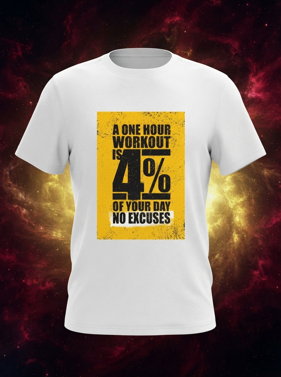 A One Hour Workout is 4% of your Day White Dry-Fit T-Shirt