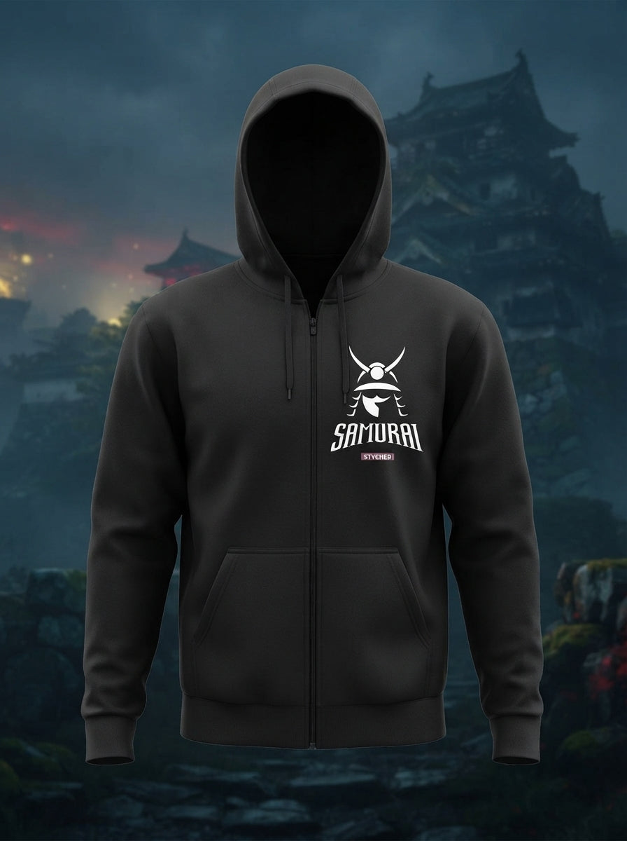 Samurai - Full Zip Premium Hoodies Black No Threads