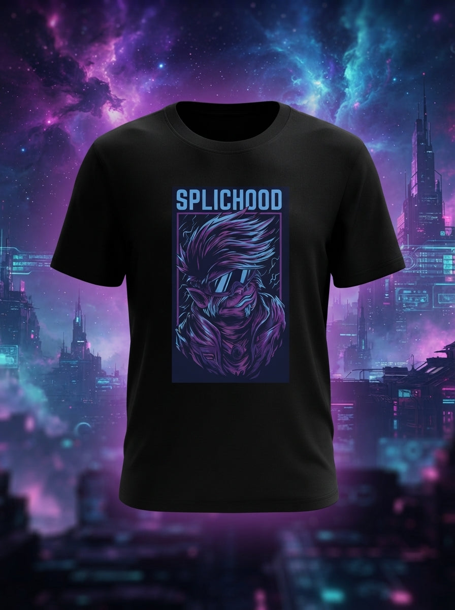 Splichood Graphic Printed Black Tshirt