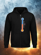 Zipometer Hot to Cold Zip movement - Full Zip Premium Hoodies Black No Threads