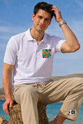 Geometric Mosaic White Polo
