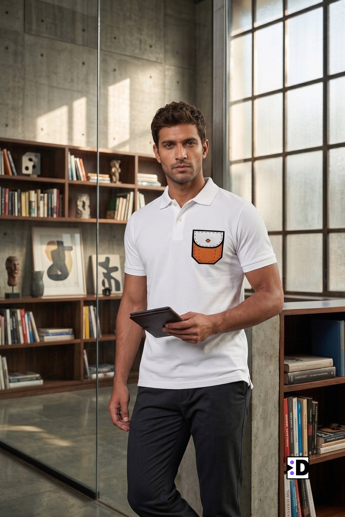 Orange Flap White Polo