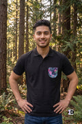 Tropical Leaves Black Polo
