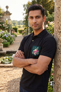 Tropical Floral Black Polo