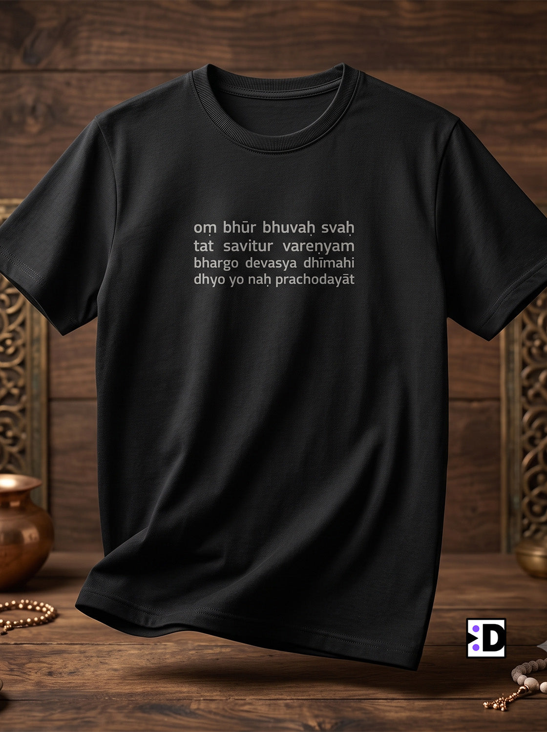 Gayatri Mantra Black Tee