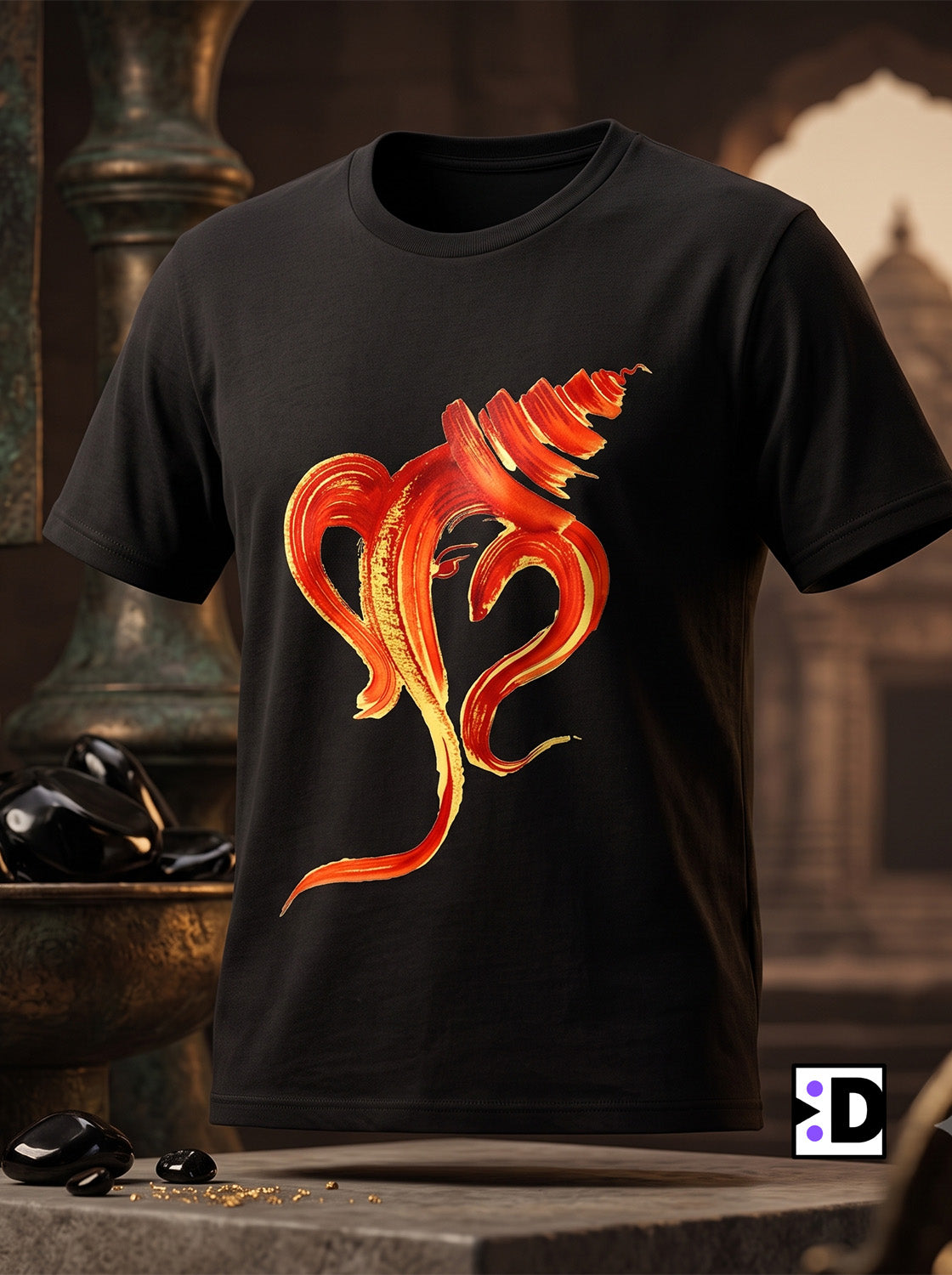 Ganesh Brushstroke Black Tee