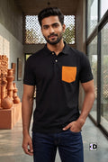 Orange Panel Black Polo