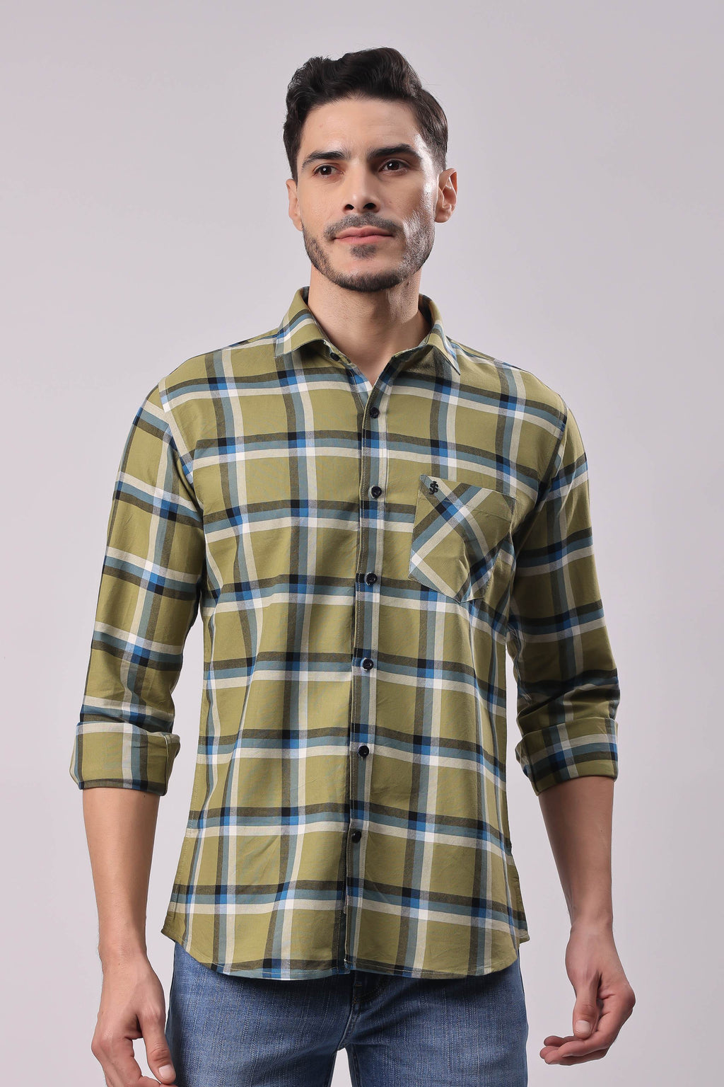 Stylox Regular Fit Full Sleeve Check Casual Shirt For Men's