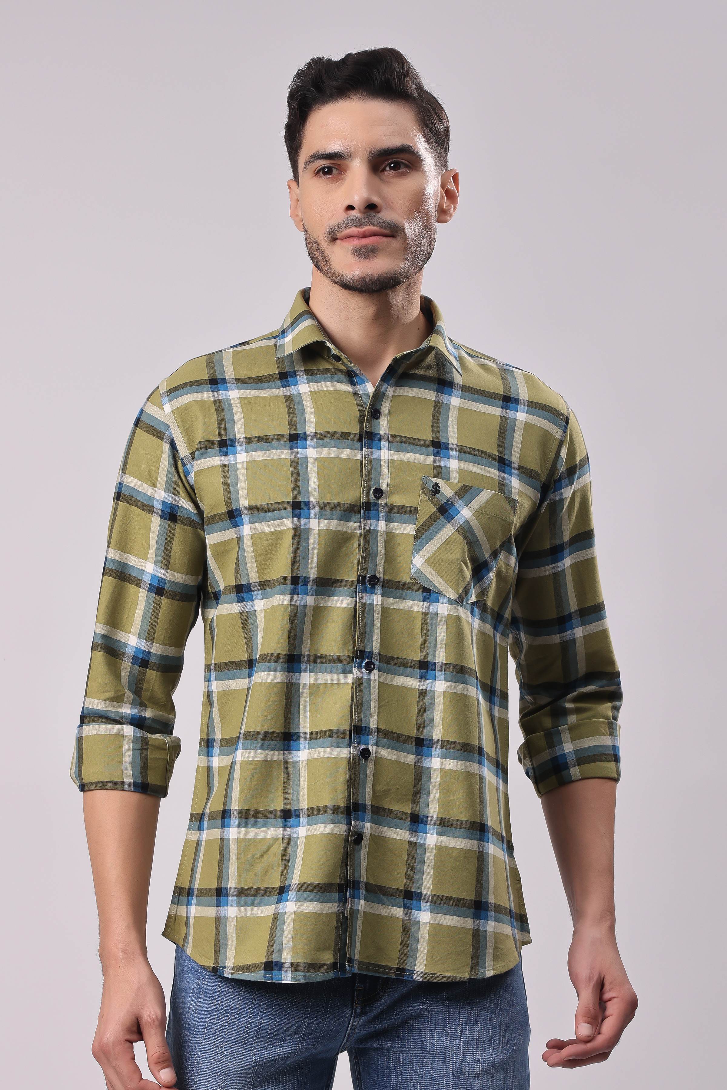Stylox Regular Fit Full Sleeve Check Casual Shirt For Men's