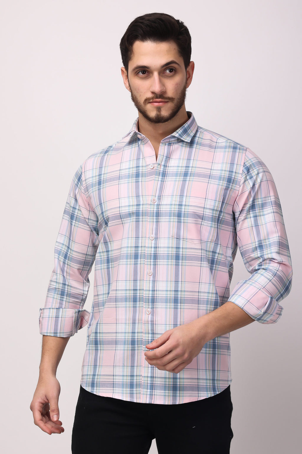 Stylox Regular Fit Full Sleeve Check Casual Shirt For Men's
