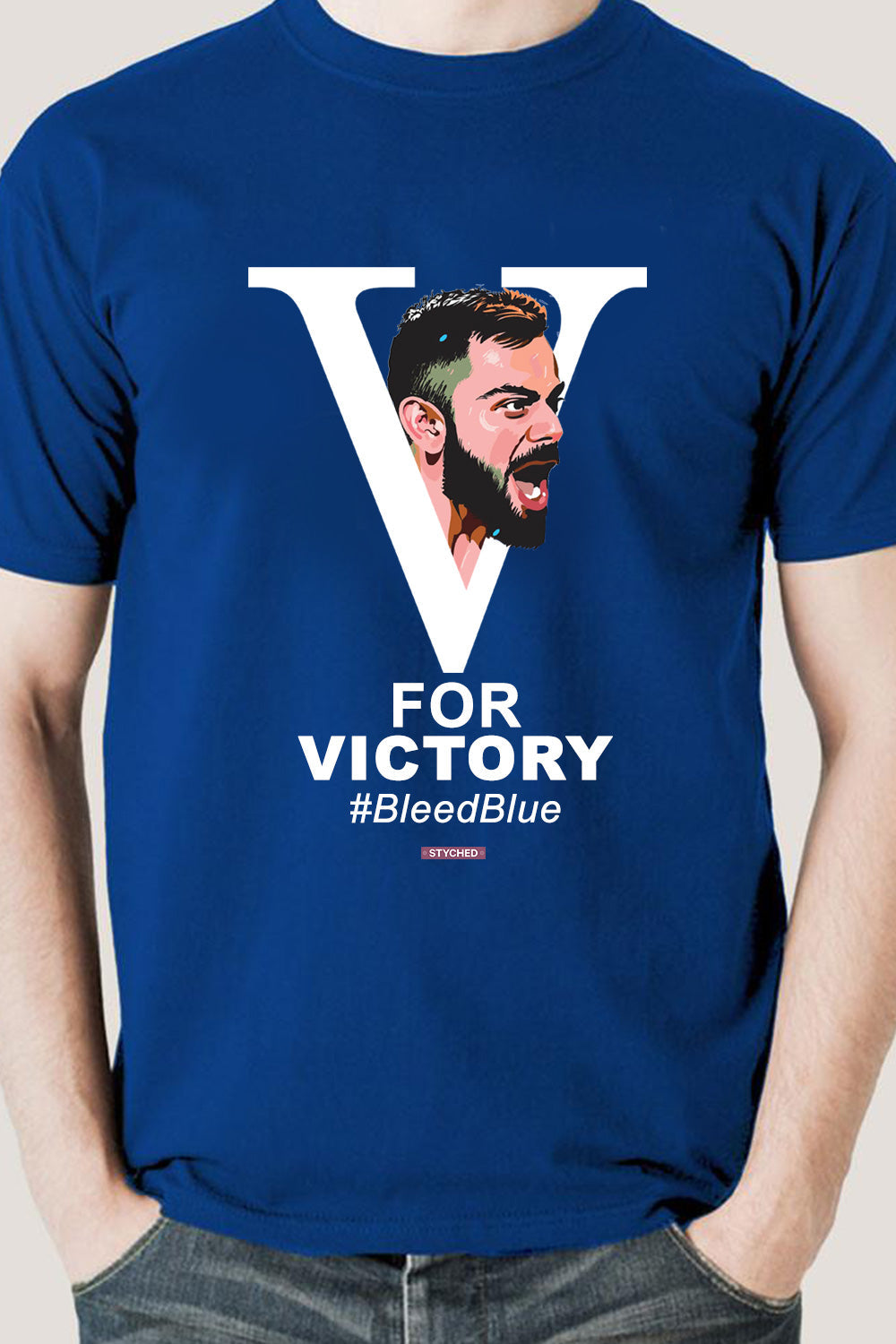 V for Victory - Bleed Blue - Indian Cricket team for the Cricket World Cup 2019