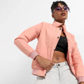 Pink Puffer Jacket With Ribbed Hem