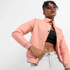 Pink Puffer Jacket With Ribbed Hem