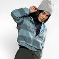 Steel Blue Fleece Horizontal Striped Jacket