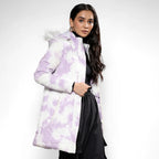 Powder White & Lilac Creased Tie-Dye Puffer Jacket