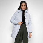 Light Grey Micro Diamond Quilted Puffer Jacket