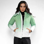 Pistachio Green & Chalk White Ombre Puffer Jacket