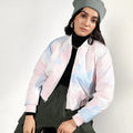 Powder Blue & Blush Pink Tie-Dye Micro Diamond Quilted Puffer Jacket