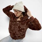 Chocolate Brown Metallic Veined Faux Fur Jacket