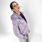 Lilac Metallic Veined Faux Fur Jacket