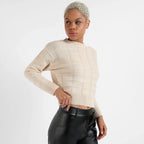 Beige Geometric Knit Sweater