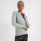 Grey Ribbed Knit Sweater