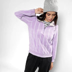 Lilac Textured Self-Design Striped Sweatshirt