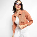 Orange Buttopn-Front Jacket With Flap Pockets